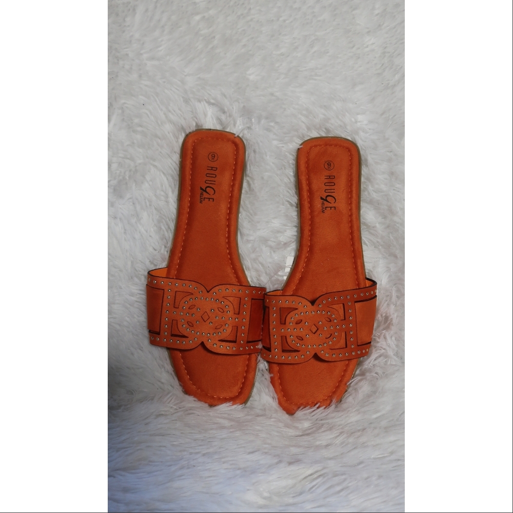 Rouge Helium Vibrant Orange Slide Sandals